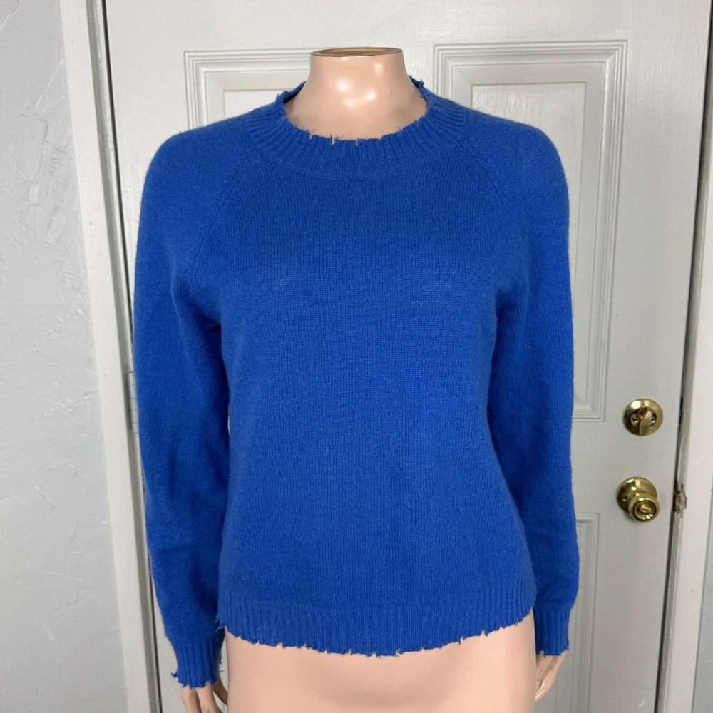 Minnie Rose Women's Sweater S Pullover Cashmere Distressed Crew neck HOLE ZZ15